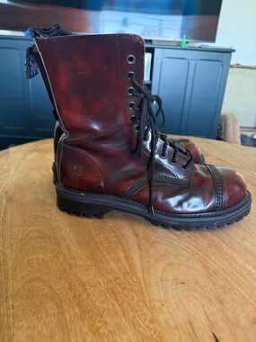 NPS Men's Burgundy Leather Lace-Up Steel Toe Boots